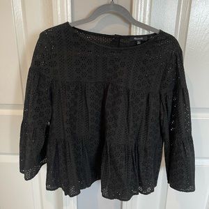 Madewell Eyelet Tiered Button Back Top / Blouse
